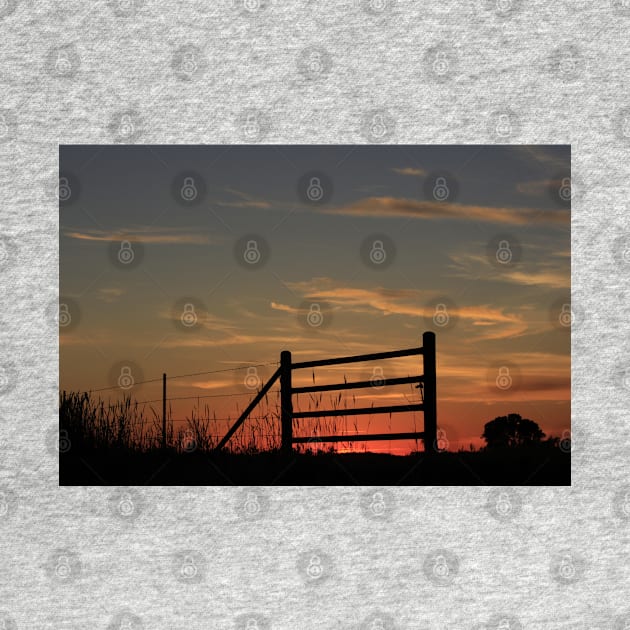 Kansas country Fence silhouette with a colorful Sunset. by ROBERTDBROZEK